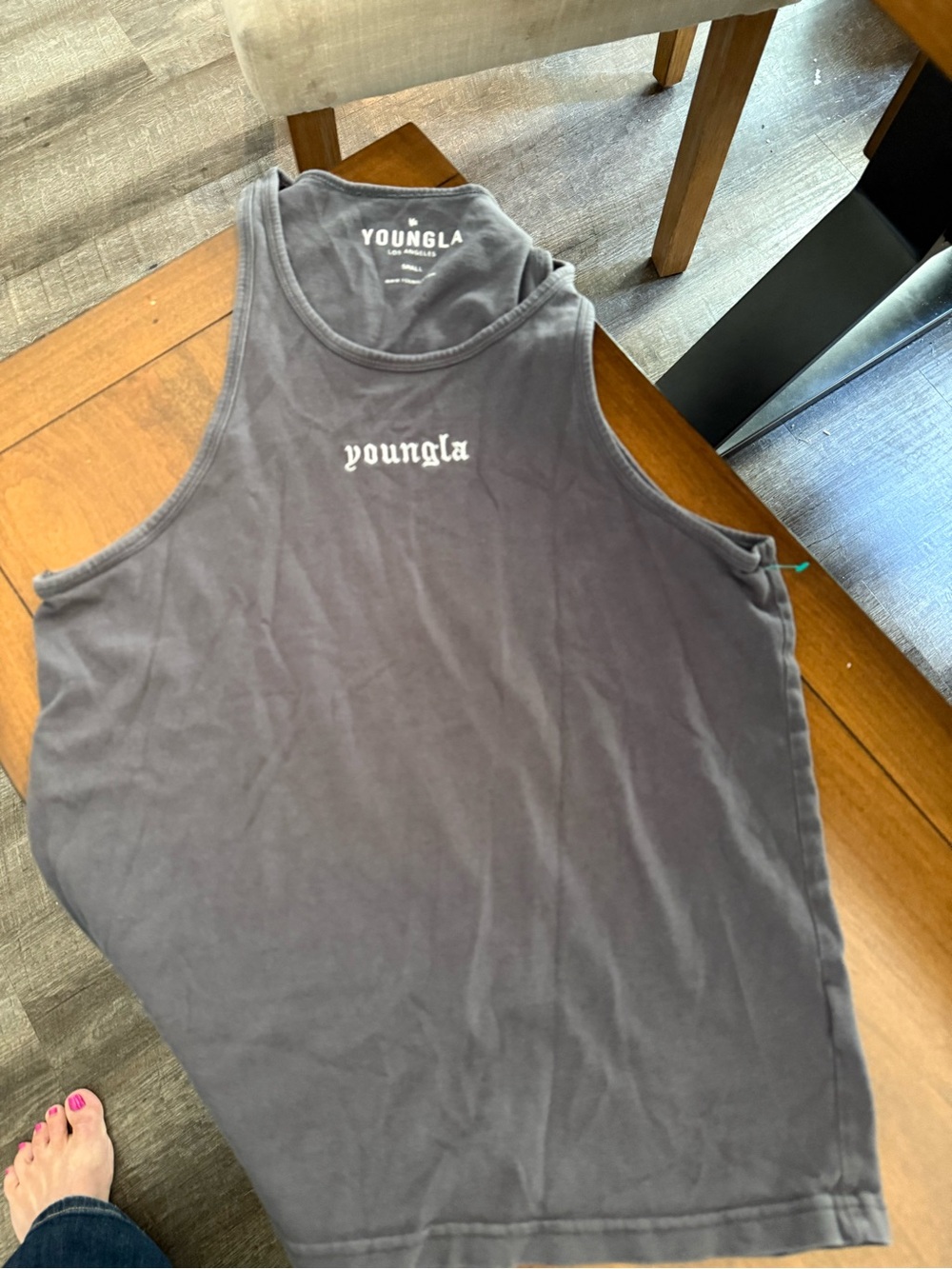 YoungLA Charcoal Gray Muscle Tank with Logo